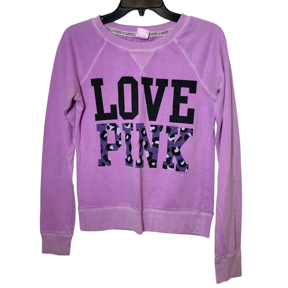 Victorias Secret Love PINK Pullover Sweatshirt Purple S Mean Girls Y2K Comfort